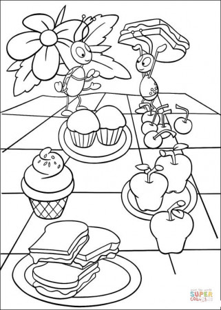 Ants on the dining able coloring page | Free Printable Coloring Pages