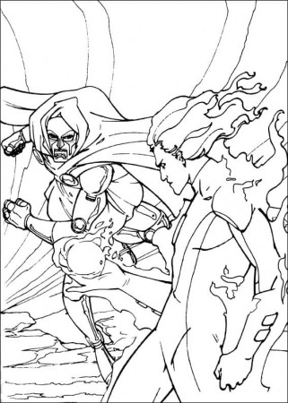 Doctor Doom vs Human Torch Coloring Page - Free Printable Coloring Pages  for Kids