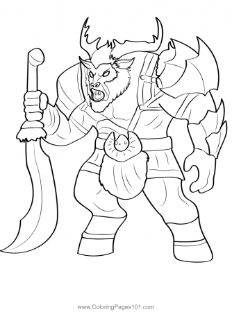Fantasy Minotaur Warrior Coloring Page ...