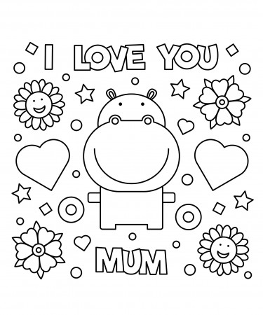 I love you mum colouring page