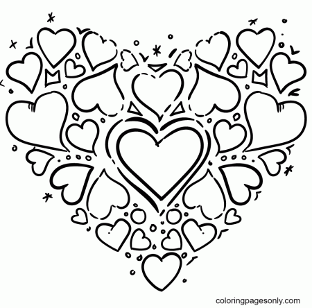 A Big Heart is Made Up of Small Hearts Coloring Pages - Heart Coloring Pages  - Coloring Pages For Kids And Adults