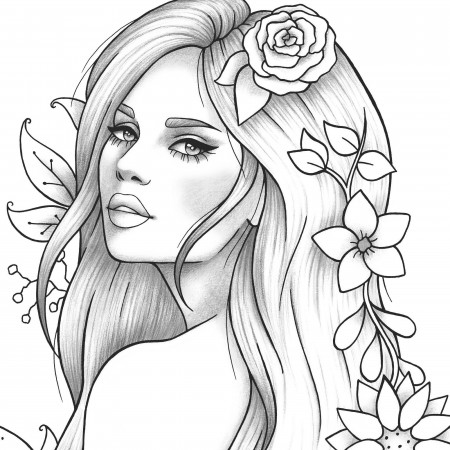 Printable Coloring Page Girl Portrait and Clothes Colouring - Etsy