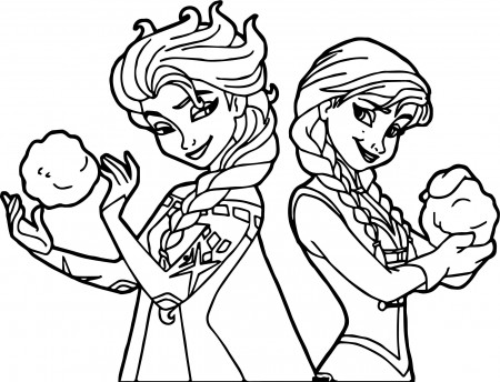 Elsa Anna Snowballs Coloring Page - Wecoloringpage.com | Boyama kitapları,  Disney çizimleri, Boyama sayfaları