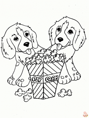 Enjoy Coloring Adorable Puppy and Food Coloring Pages - Free