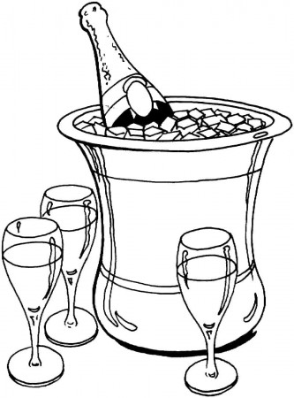 French Champagne Coloring Page - Free Printable Coloring Pages for Kids