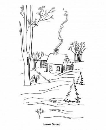 Scene Of Winter Coloring Pages Printable | Winter Coloring pages ...