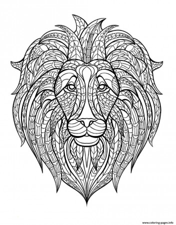 Print adult africa lion head Coloring pages