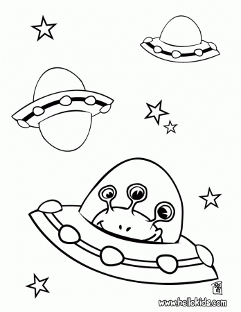SPACE coloring pages - Alien in spaceship