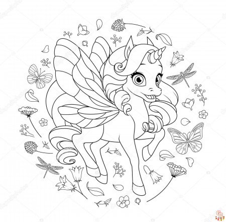 Butterfly Winged Unicorn Coloring Pages: Printable | GBcoloring