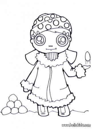 Girl with snowballs coloring pages - Hellokids.com