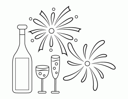 Printable New Year Champagne Coloring Page