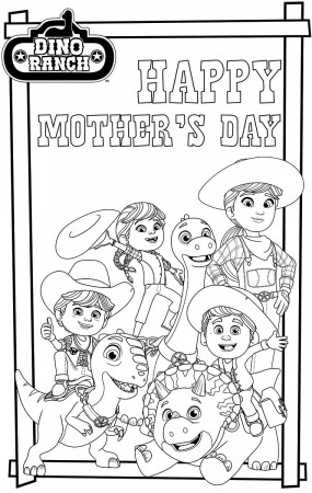 Happy Mother's Day Dino Ranch Coloring Page - Free Printable Coloring Pages  for Kids