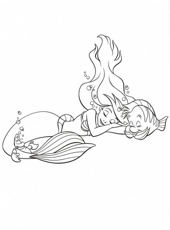 Flounder and Ariel coloring pages