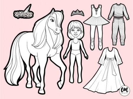 Ava & Pony Paper Doll Colouring Page - Etsy