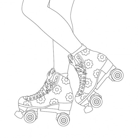 Premium Vector | Coloring roller skates ...