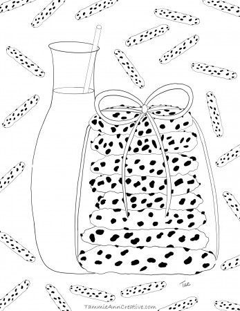 ArtStation - Draw Chocolate Chip Cookies & Milk [Free Coloring Page] -  Women's History Month - Ruth Wakefield