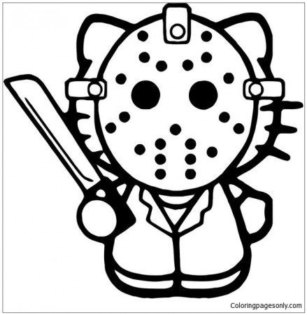 Hello Kitty Jason Friday 13th Coloring Pages - Cartoons Coloring Pages - Coloring  Pages For Kids And Adults