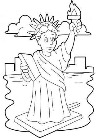Statue Of Liberty Coloring Pages for Kindergarten