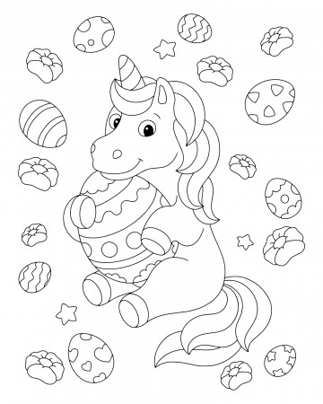 Unicorn and Easter. Coloring book page for kids. Cartoon style character.  Vector illustration isolated on white background. 6954485 Vector Art at  Vecteezy