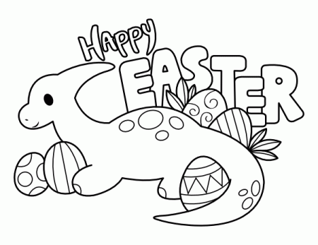 Printable Easter Duck Billed Dinosaur Coloring Page