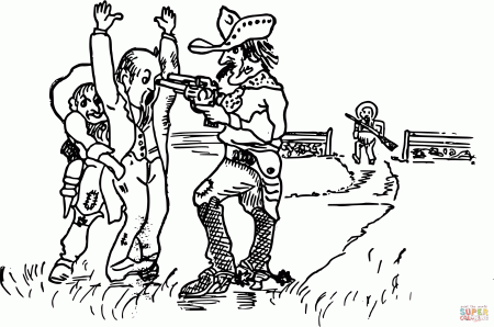 Vintage Cowboy Robbery coloring page | Free Printable Coloring Pages