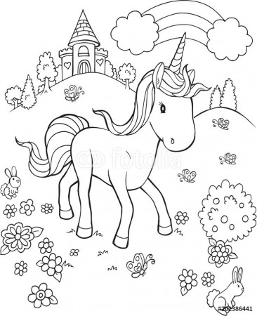 Plakaty - Unicorn Pony Horse Fairytale Castle Vector Illustration Art  #202386441 | Barbie coloring pages, Unicorn coloring pages, Free coloring  pages