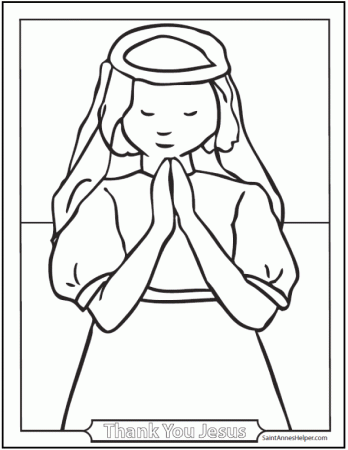 Girl Praying Communion Coloring Page