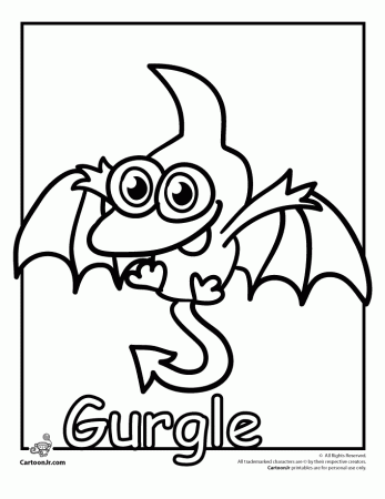 Gurgle "Dinos” Moshi Monster Coloring Page | Cartoon Jr.