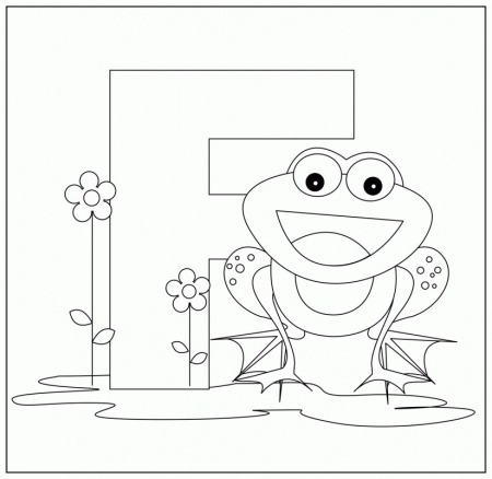 Letter F Is For Frog Cute Coloring Page - Kids Colouring Pages