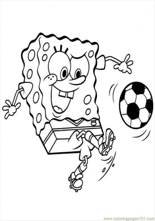 Coloring Pages Spongebob Soccer 001 (Cartoons > SpongeBob) - free 