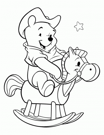 Pooh Playing Wooden Rocking Horse Coloring Page - Free Printable Coloring  Pages for Kids