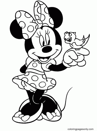 Minnie Mouse and the Bird Coloring Pages - Minnie Mouse Coloring Pages - Coloring  Pages For Kids And Adults