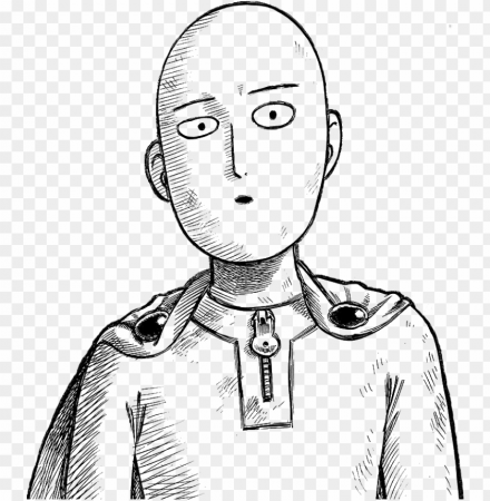 saitama serious face transparent - one punch man drawing easy PNG ...