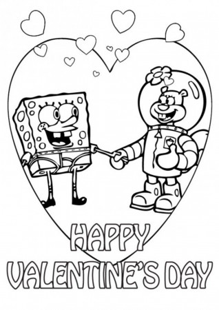 Spongebob And Sandy Valentine Coloring Pages | Valentine Coloring ...