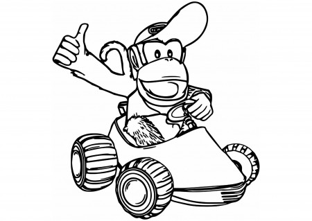 Diddy Kong Kart - Mario Kart Kids Coloring Pages