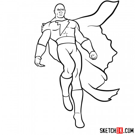 How to draw Black Adam - Sketchok easy drawing guides