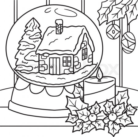 Christmas Snowball Coloring Page for Kids | Stock vector | Colourbox