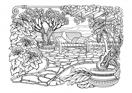Romantic Secret Garden. Coloring Pages. Anti-stress colouring page. Vector.  13892736 Vector Art at Vecteezy