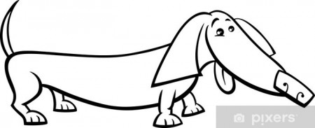 Wall Mural dachshund dog cartoon coloring page - PIXERS.US