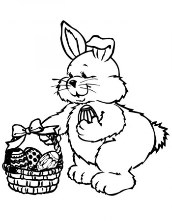 printable easter bunny with basket - Clip Art Library