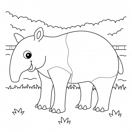 Premium Vector | Tapir animal coloring page for kids