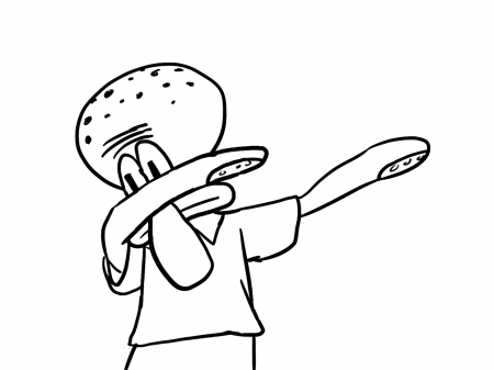 Squidward Dabbing Template | Squidward Dab | Coloring pages, Dab on em,  Outline drawings