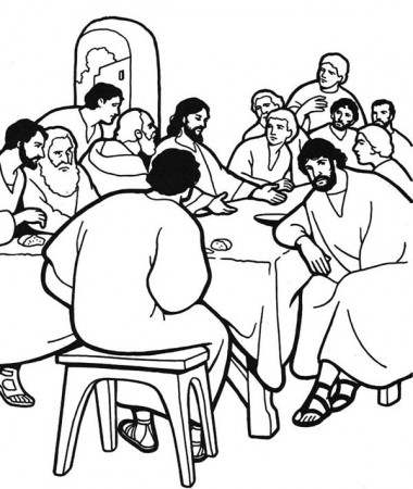 Jesus and His Followers in the Last Supper Coloring Page - Free ...