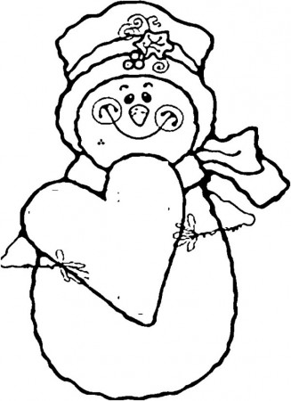 Snowman with Hearts Coloring Pages ...