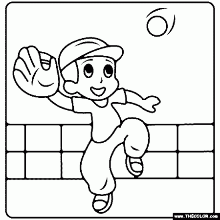 Boy Catching Baseball Coloring Page