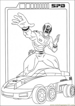 Coloring Pages Spd With His Vehicle (Cartoons > Power Rangers 