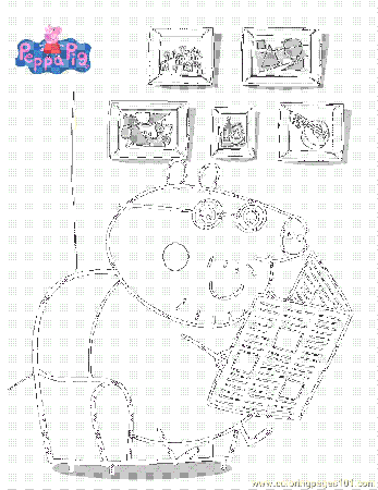Daddy Pig reading the newspaper coloring page
