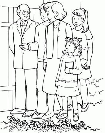 family go to church coloring pages