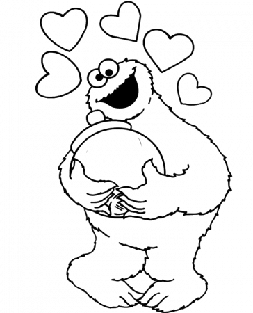 Love Cookie Monster Coloring Page - Cookie Monster Coloring Pages 