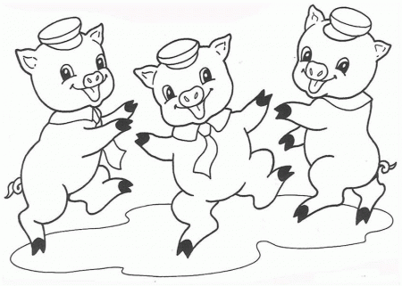 outline of three little pigs - Clip Art Library